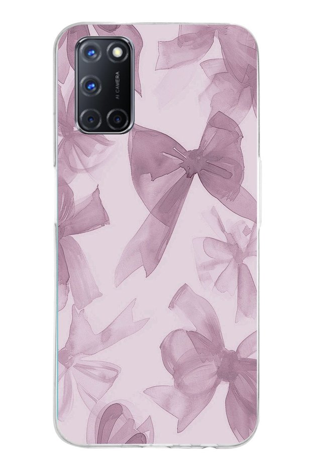 Oppo A52-A72-92 Compatible Violet Tone Bow Printed Silicone Case
