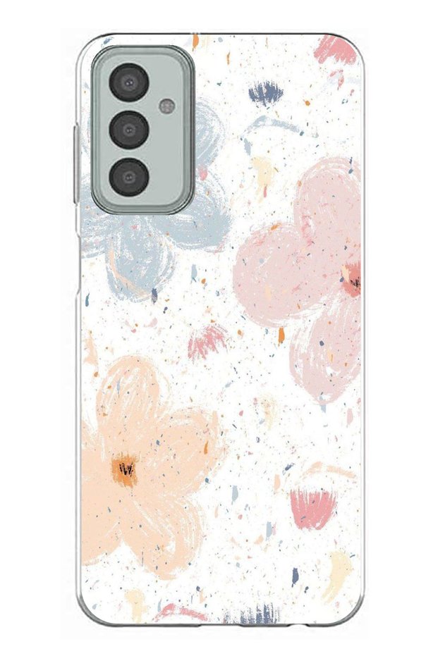Printed Silicone Case with Pastel Abstract Flower and Stain Pattern Compatible with Samsung Galaxy M13-M23