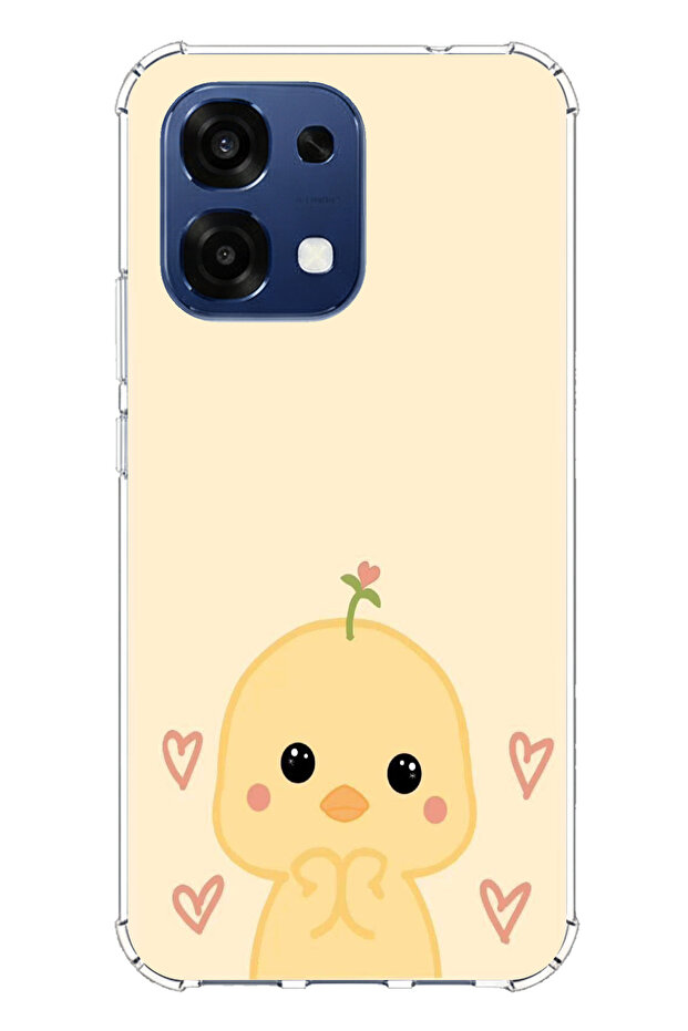 حافظة سيليكون مطبوع متوافقة مع هاتف اوبو A6 برو بنمط كتكوت لطيف ونمط قلب - 1