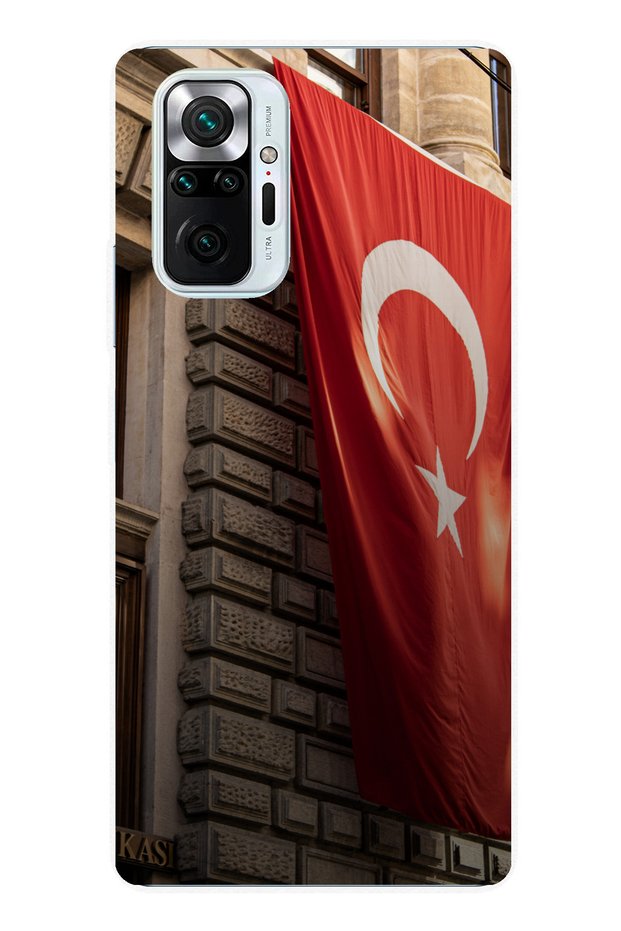 حافظة سيليكون متوافقة مع هاتف Redmi Note 10 PRO على شكل العلم التركي مطبوع
