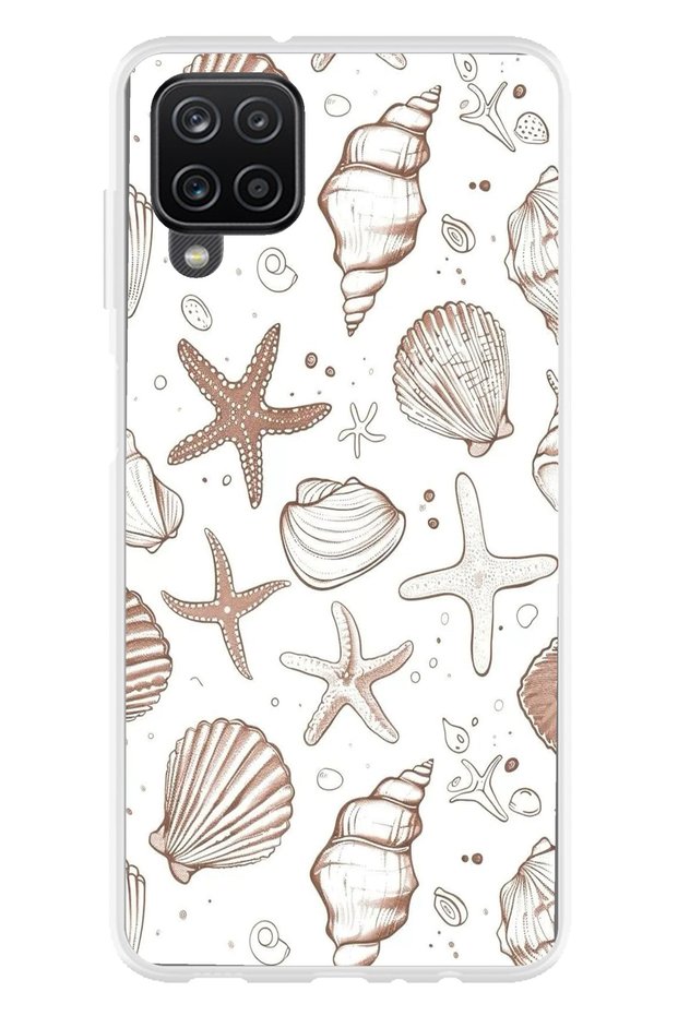 Printed Silicone Case with Brown Starfish and Conch Compatible with Samsung Galaxy A22-M22-M32
