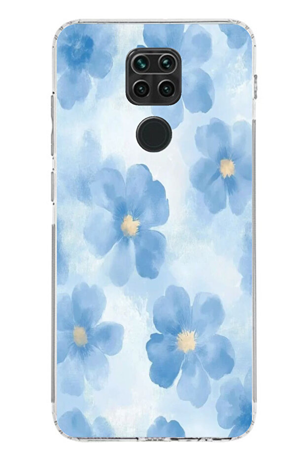 حافظة سيليكون متوافقة مع هاتف Redmi Note 9 باللون الأزرق مطبوع - 1