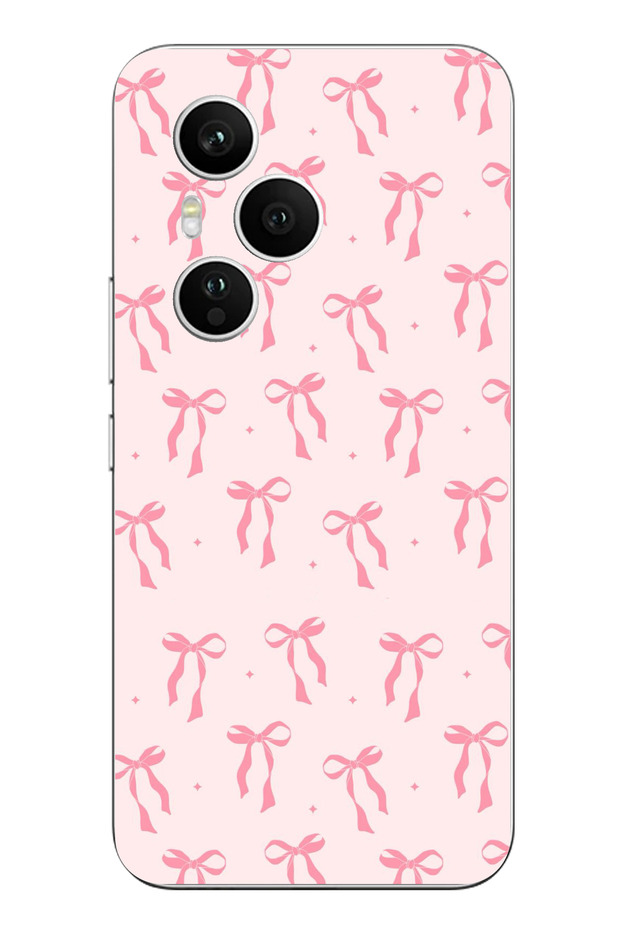 حافظة سيليكون مطبوع متوافقة مع هاتف Honor 400 PRO بنمط فيونكة وردية ناعمة - 1