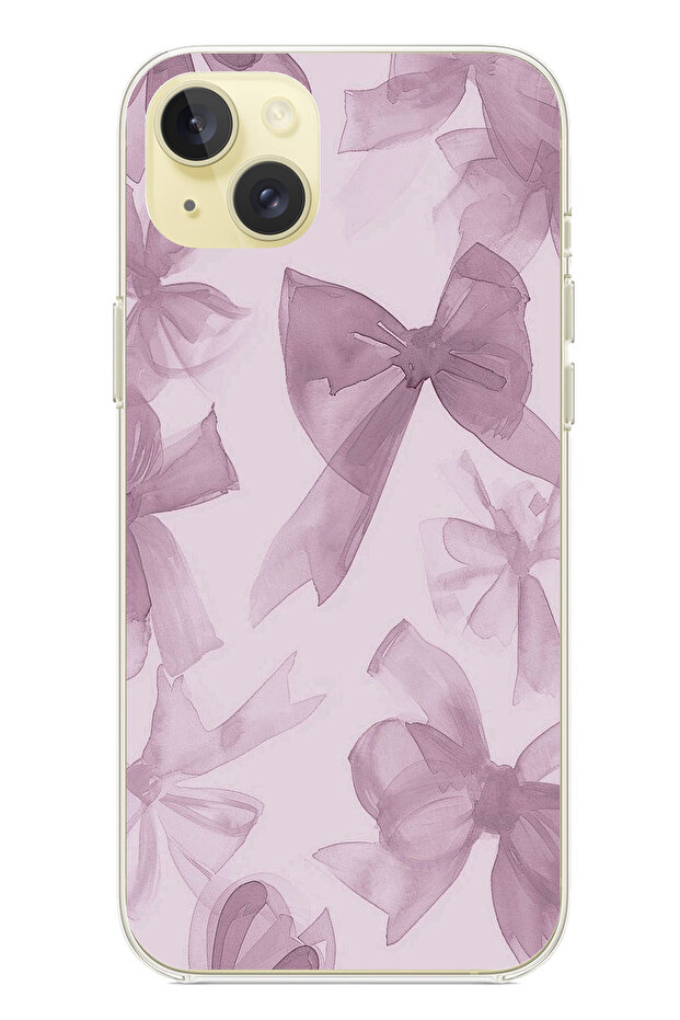 حافظة سيليكون متوافقة مع هاتف iPhone 15 PLUS بلون بنفسجي مطبوع - 1