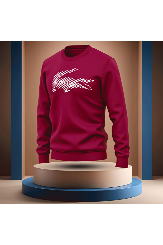 Crew Neck Crocodile Printed Stretch Fabric Men's Sweatshirt