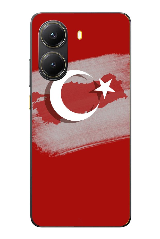 حافظة سيليكون متوافقة مع POCO X7 PRO مع خريطة تركيا وعلم تركيا مطبوع
