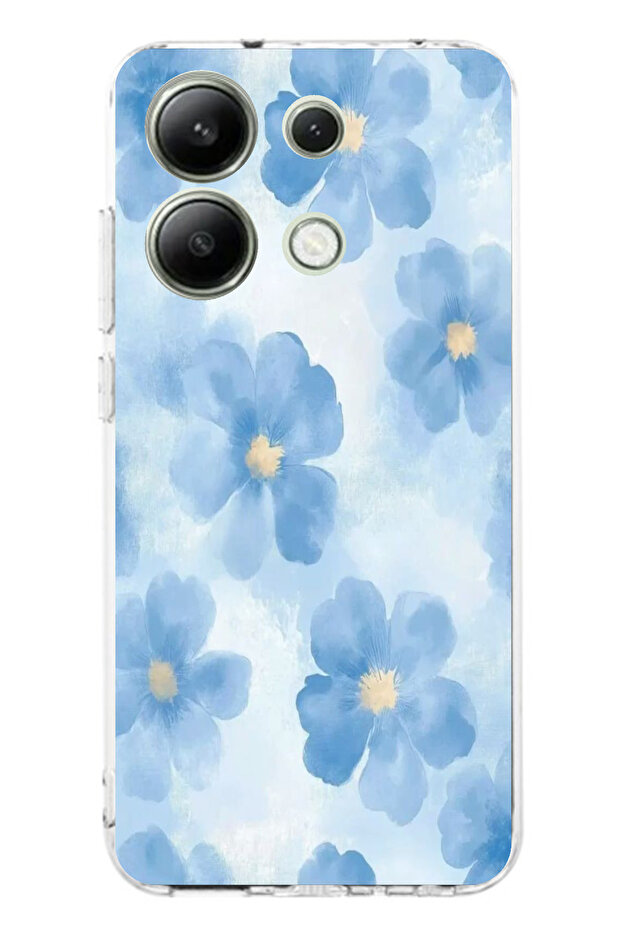 حافظة سيليكون متوافقة مع هاتف Redmi Note 13 4G باللون الأزرق مطبوع - 1