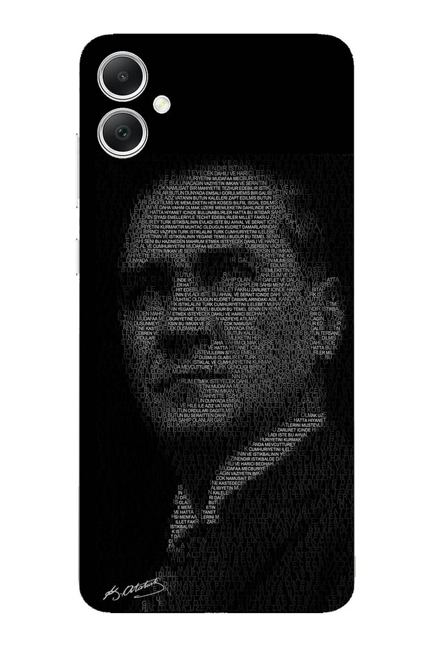 Samsung Galaxy A05 Compatible Silicone Case with Atatürk Silhouette Written in Arabic for Young People Printed