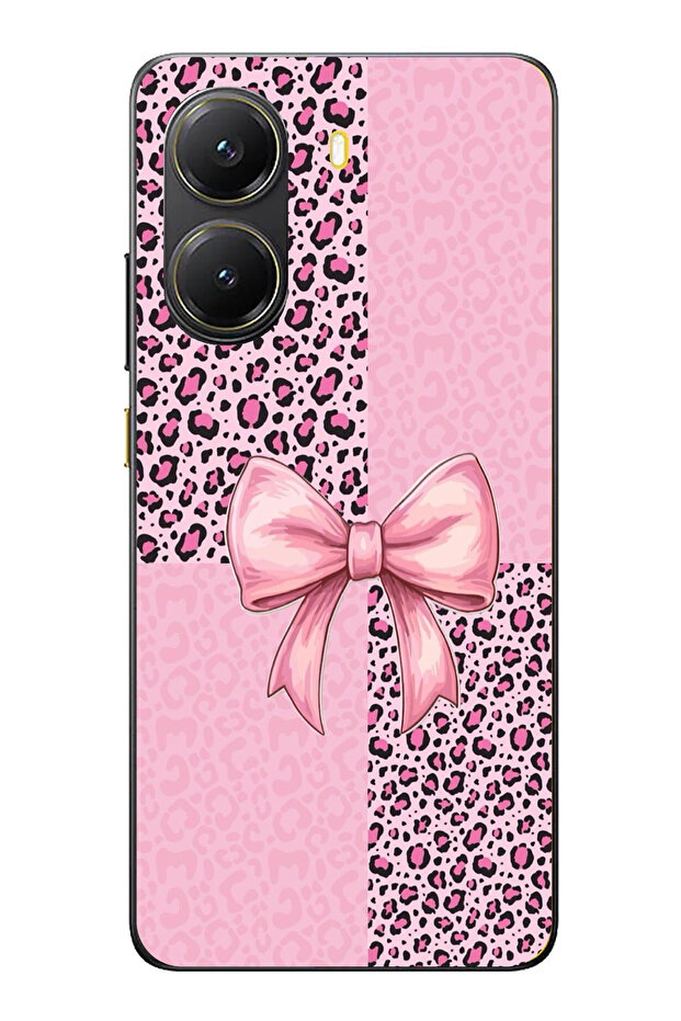 حافظة سيليكون متوافقة مع POCO X7 PRO بنمط الفهد الوردي وشريط مطبوع - 1