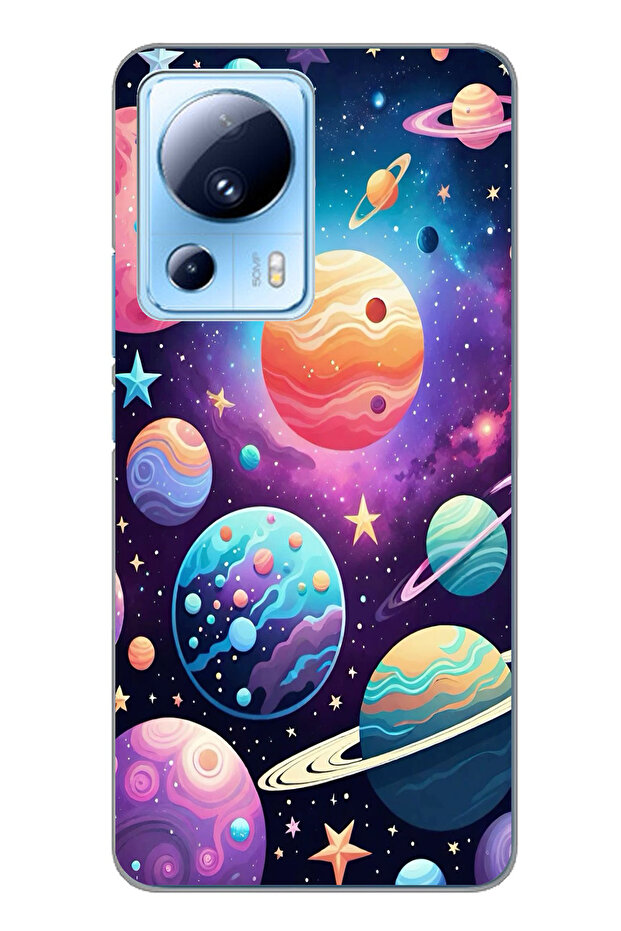 حافظة سيليكون مطبوع متوافقة مع هاتف Xiaomi Mi 13 Lite بنمط الفضاء والكواكب والنجوم - 1