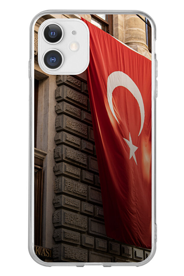 حافظة سيليكون متوافقة مع هاتف iPhone 11 على شكل العلم التركي مطبوع - 1