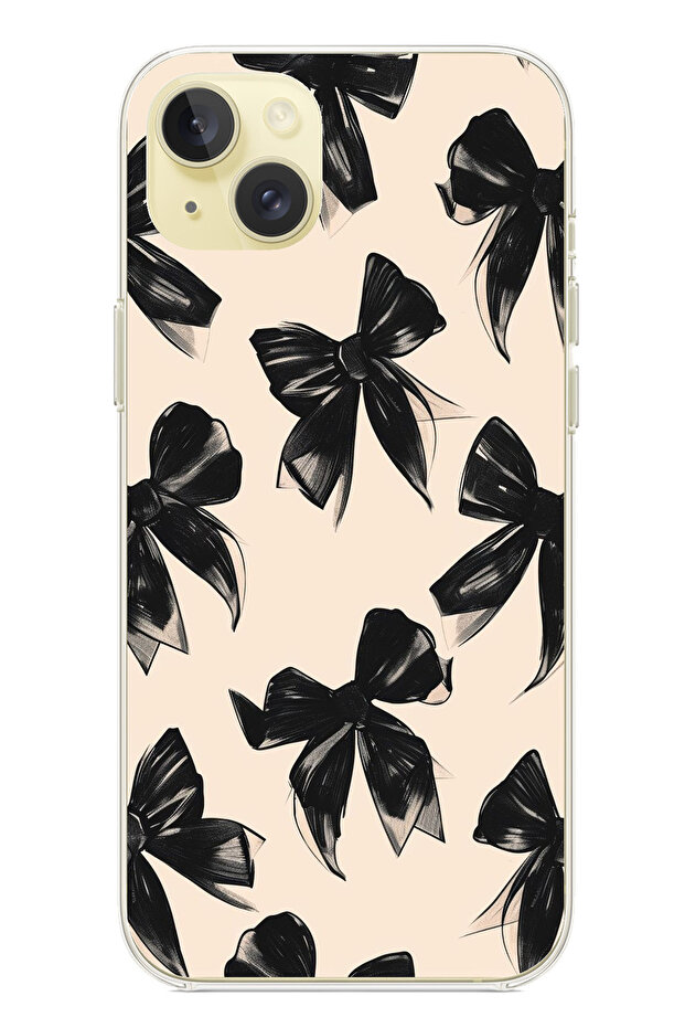 حافظة سيليكون متوافقة مع هاتف iPhone 15 PLUS باللون الأسود مطبوع - 1