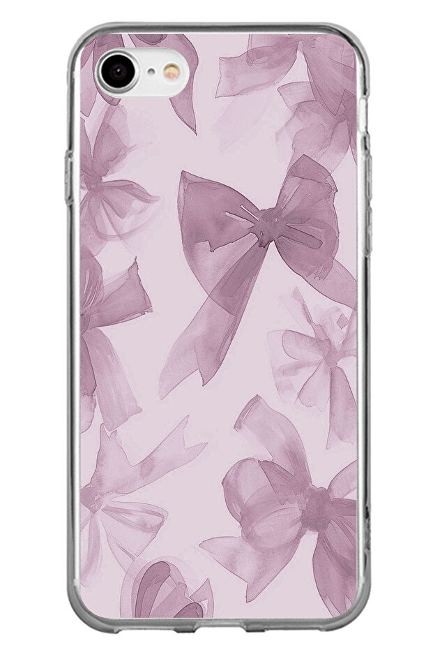 iPhone 6 - 6S Compatible Violet Tone Bow Printed Silicone Case - 1