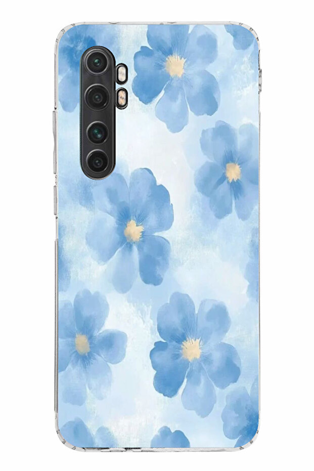 حافظة سيليكون متوافقة مع هاتف Mi Note 10 Lite باللون الأزرق مطبوع - 1