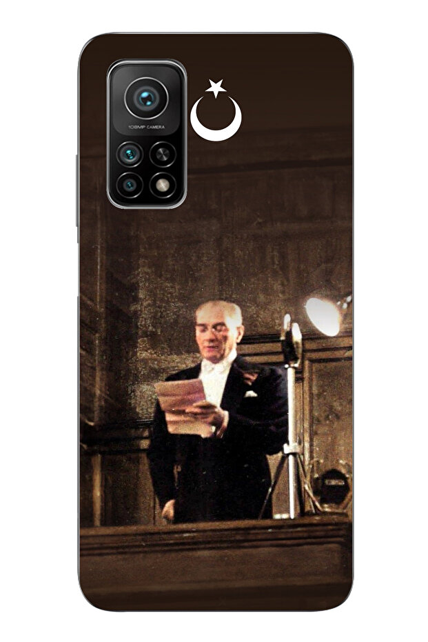 حافظة سيليكون متوافقة مع هاتف Xiaomi Mi 10T-10T PRO متوافقة مع خطاب أتاتورك الأول B مطبوع - 1