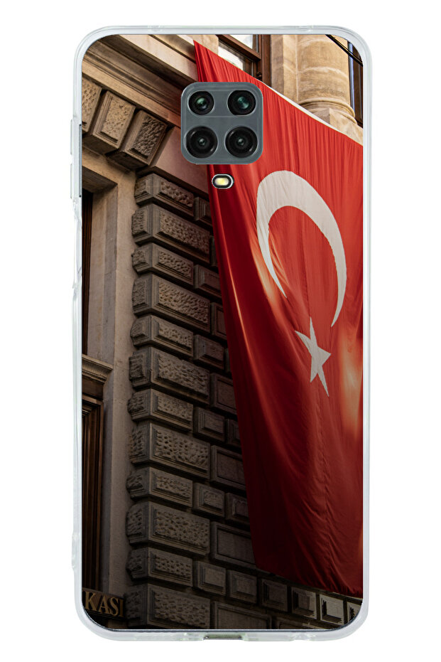 حافظة سيليكون متوافقة مع هاتف Redmi Note 9 PRO-9S على شكل العلم التركي مطبوع - 1