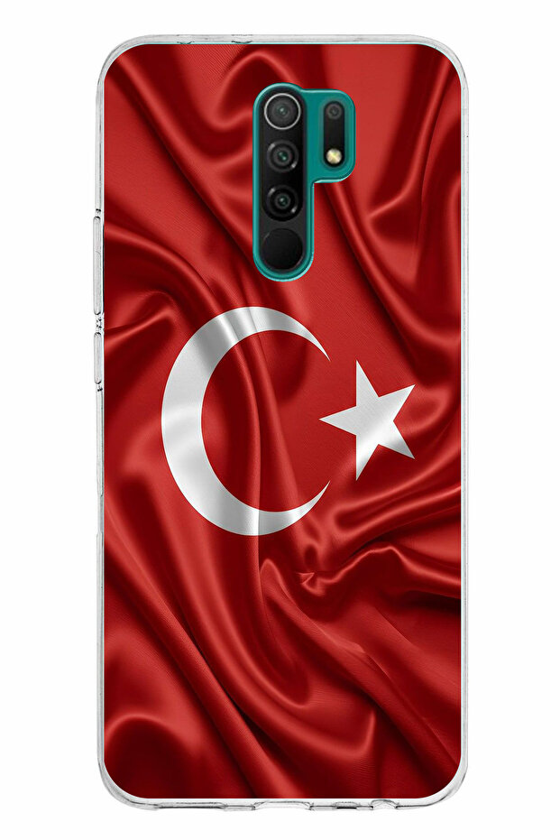 حافظة سيليكون متوافقة مع Redmi 9 بعلم تركيا مطبوع - 1