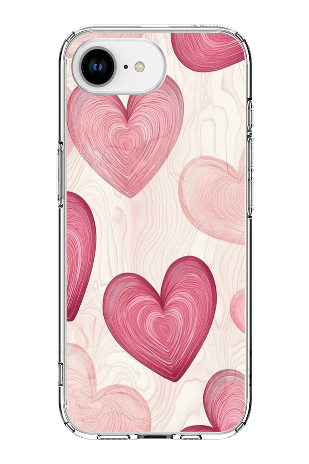 حافظة سيليكون متوافقة مع هاتف iPhone 16E باللون الوردي الخطوي مطبوع - 1