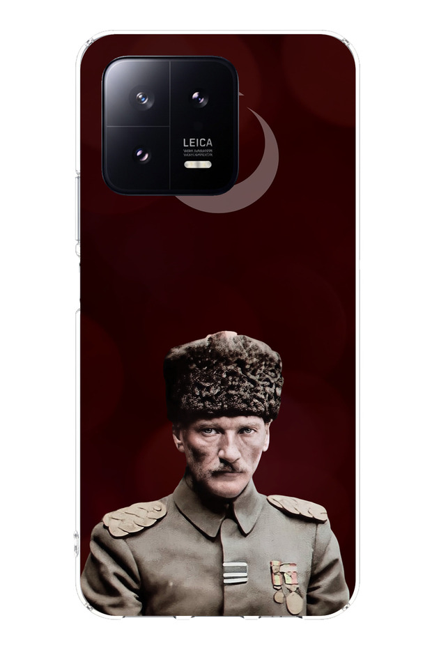 حافظة سيليكون متوافقة مع هاتف Xiaomi Mi 13 Moon Star and Commander Ataturk مطبوع