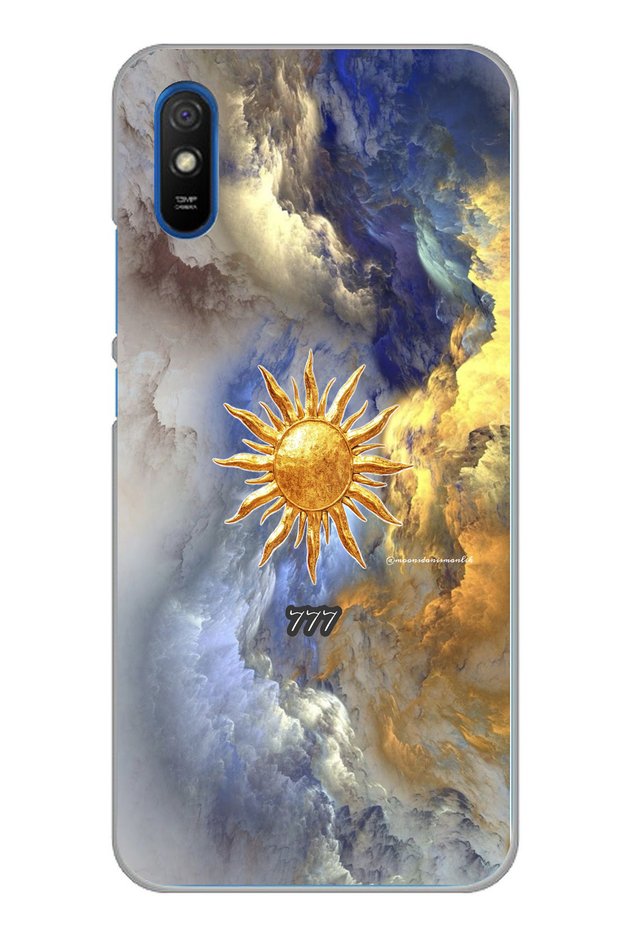 حافظة سيليكون متوافقة مع هاتف Redmi 9A بتصميم 777 Sun and Cloud Design مطبوع