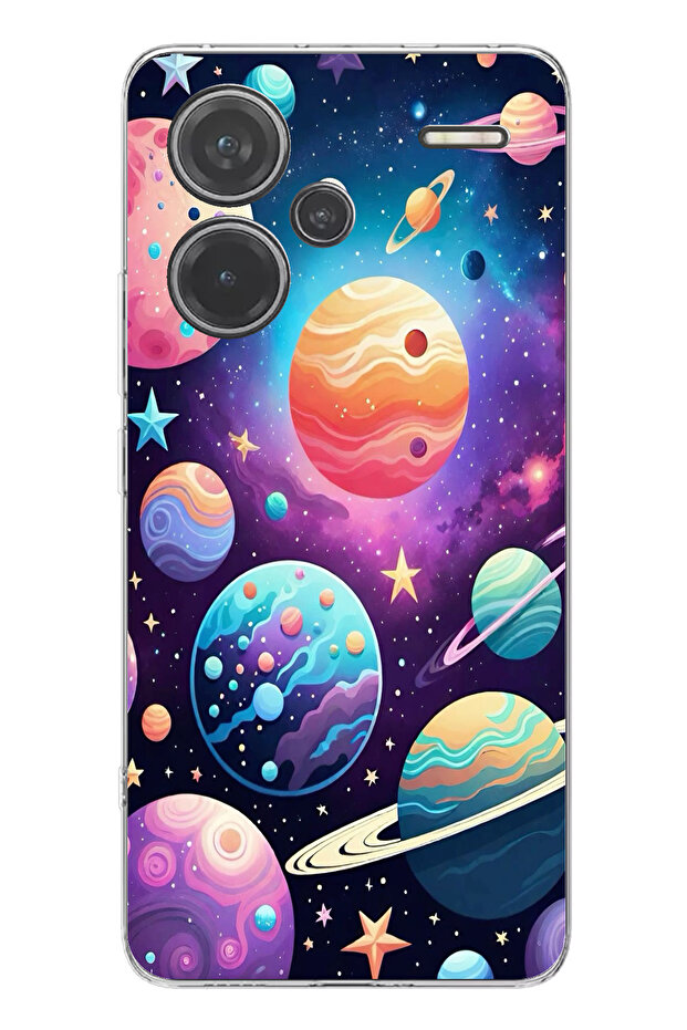 حافظة سيليكون مطبوع متوافقة مع هاتف Redmi Note 13 PRO PLUS بنمط الفضاء والكواكب والنجوم - 1