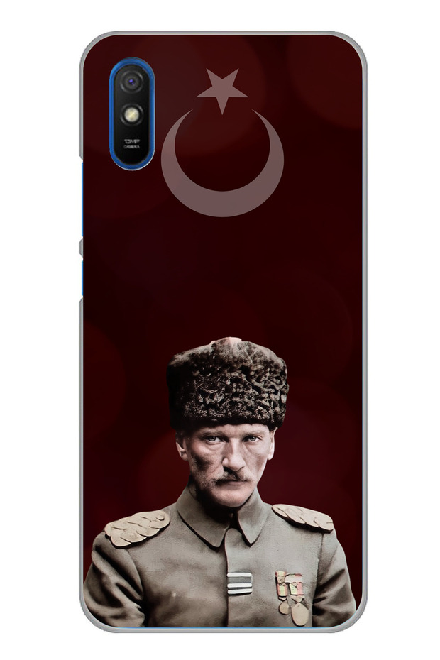 حافظة سيليكون متوافقة مع هاتف Redmi 9A من Moon Star ورئيس الأركان أتاتورك مطبوع
