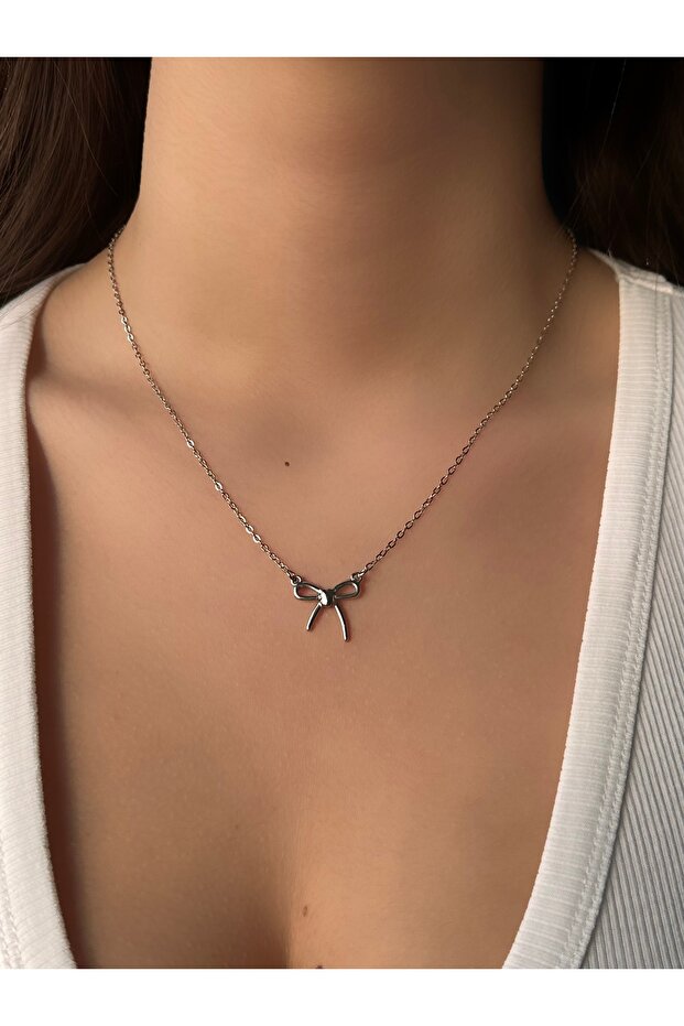 Fiyonk Tasarımlı Çelik Kolye - 1