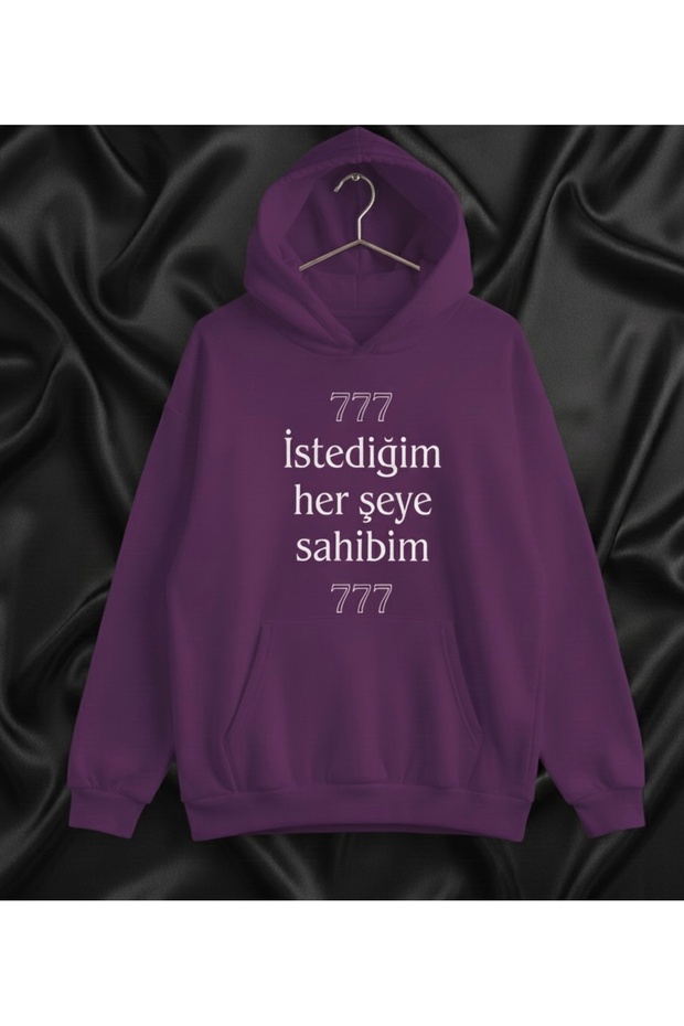 100% Cotton Unisex Oversized 777 Printed Hooded Sweatshirt
