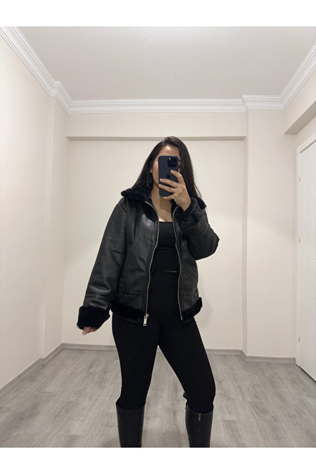 Siyah Biker Ceket - 1