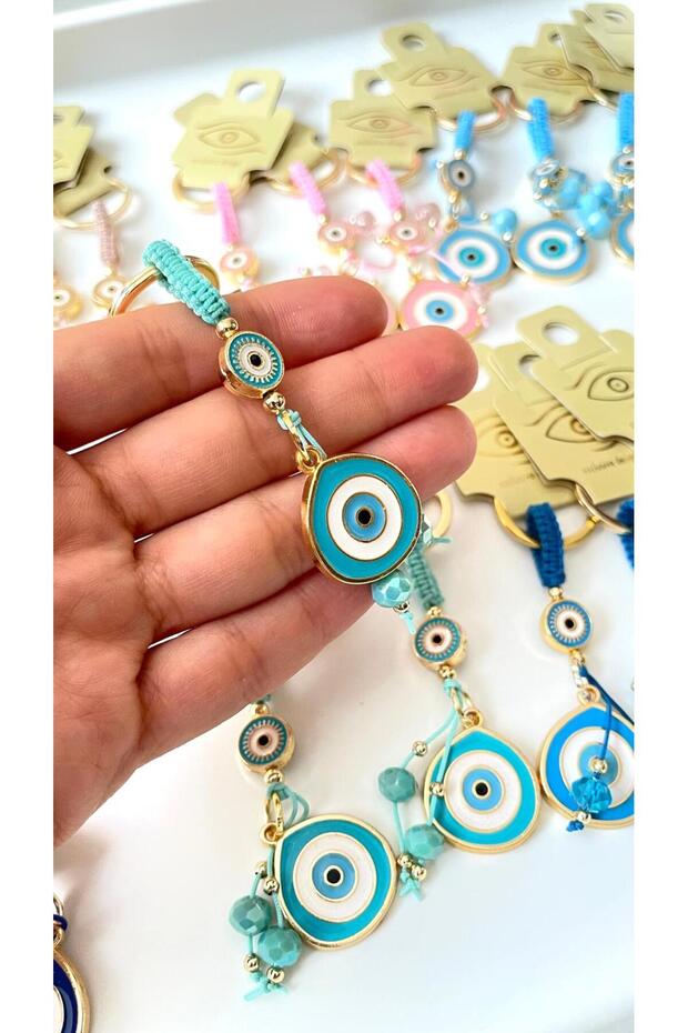 Green String Evil Eye Keychain - 6
