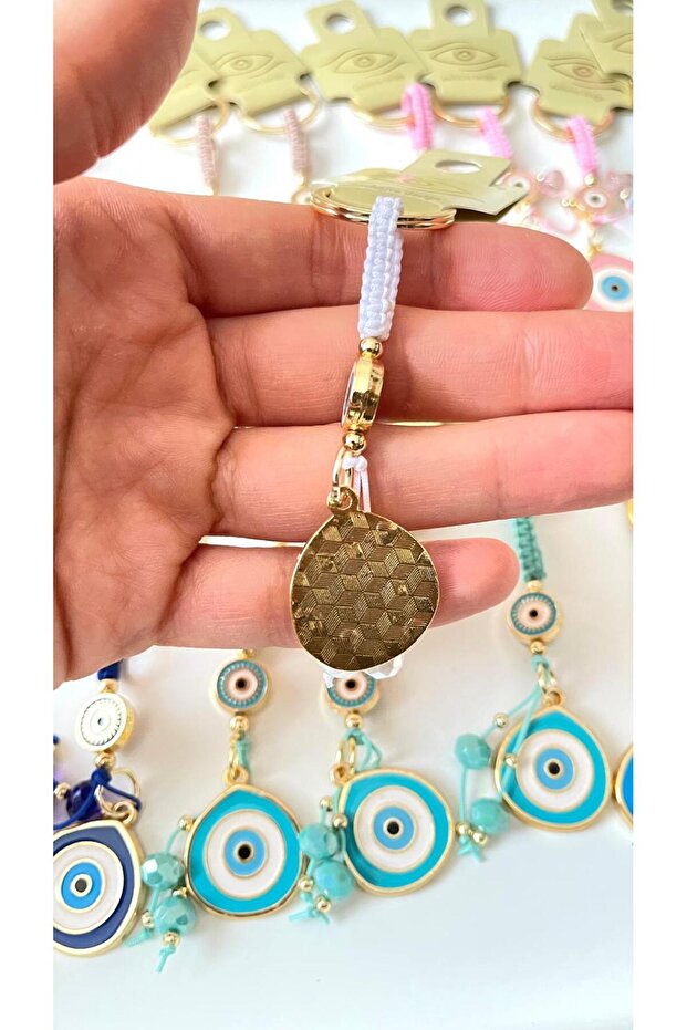 White String Eye Evil Eye Keychain - 3