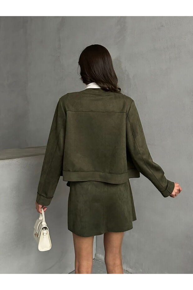 Gold Button Suede Jacket - 6