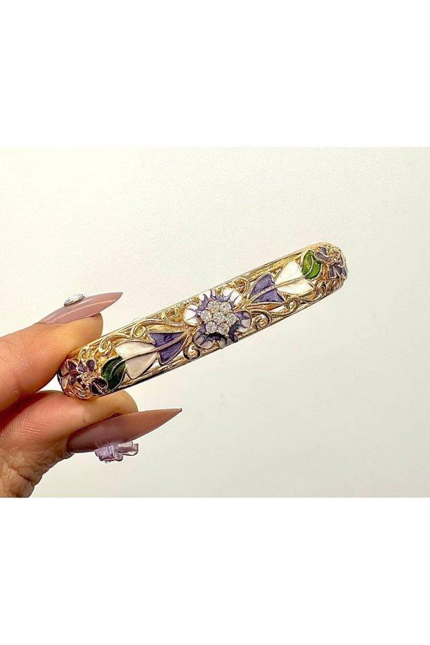 Special Series Vip Enamel Zircon Stone Embroidered Steel Bracelet Purple