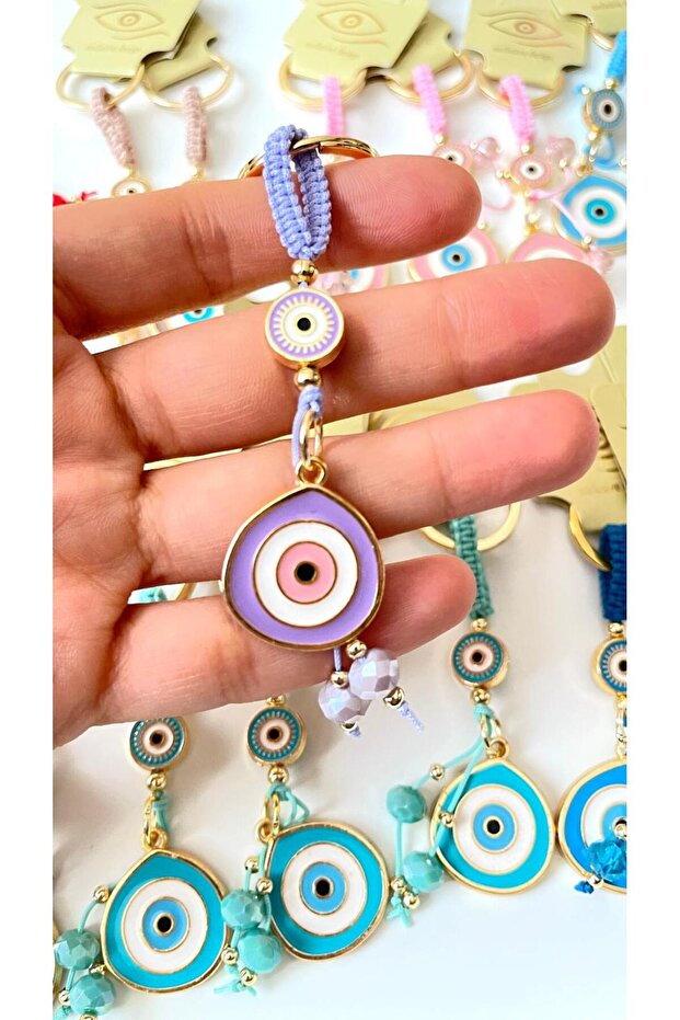سلسلة مفاتيح على شكل عين الحسد باللون الأرجواني - 6