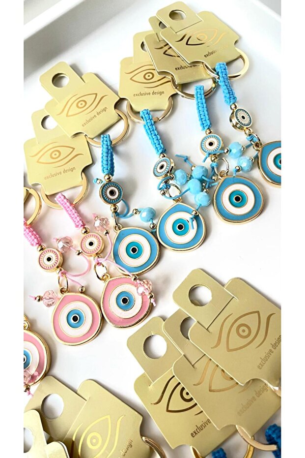 سلسلة مفاتيح على شكل عين الحسد بحبل أزرق - 2