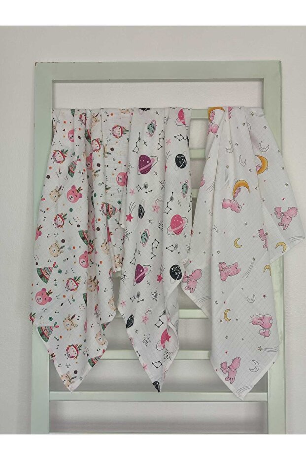 Newborn, 100% Cotton 85cm X 85cm Multi-Purpose Muslin Blanket, Baby Blanket, Muslin Cloth (3 Pcs)