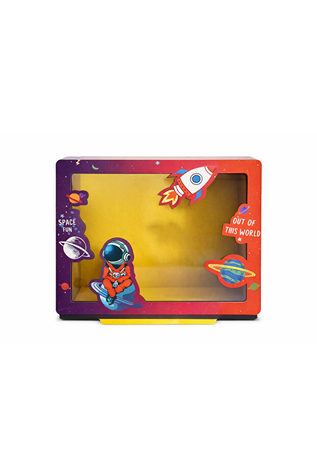 Wooden Piggy Bank - Space and Astronaut Themed