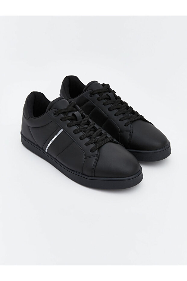 Men's Black Lace-Up Sneakers