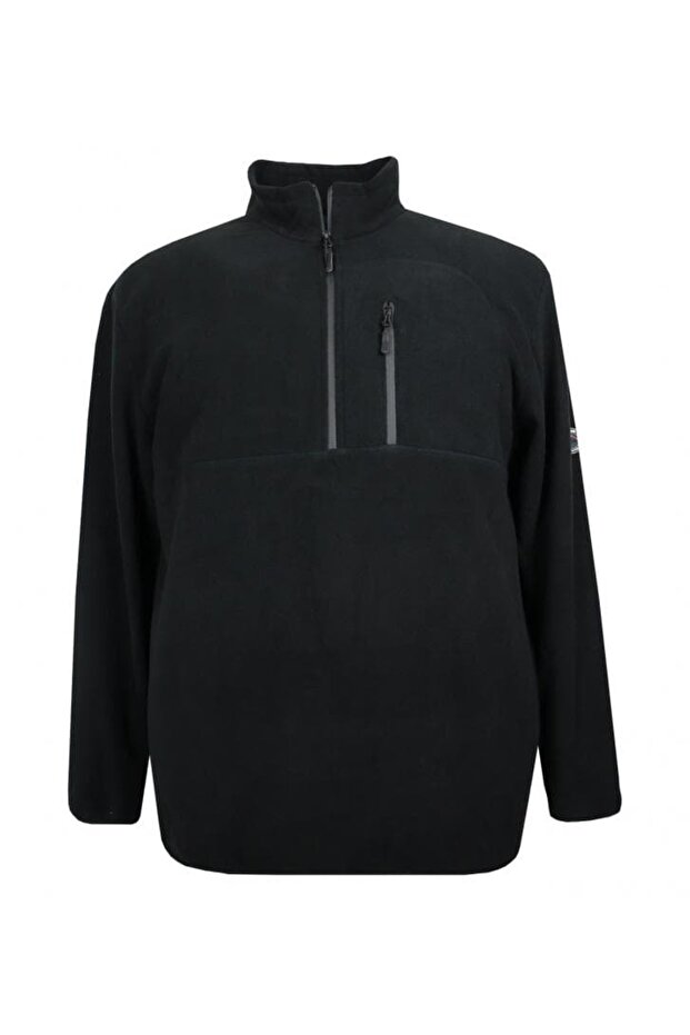 Large Size Mock Neck Half Zipper Fleece Sweatshirt (Wide Comfortable Fit)