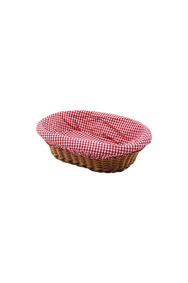 Oval Colorful Fabric Strap Wicker Bread Basket with Handle Base:11.5X20 - Mouth:18X28 Depth:7Cm (5311) Elk43-