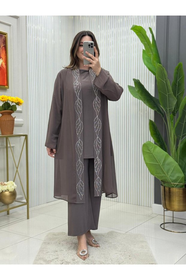 Plus Size Stone Printed Triple Set