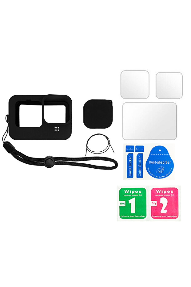 Option 3 Protective Silicone Case for GoPro Hero 12 11 10 9 Black Tempered Glass Screen Protector Fi