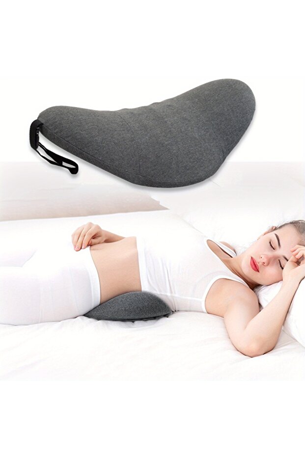 DARK GRAY 1pc Orthopedic Memory Foam Lumbar Pillow for Lower Back Relief and Support - Perfect for S