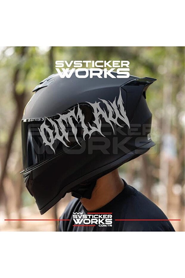 Outlaw Written Helmet Sticker Compatible with All Helmets One Direction 1 Piece