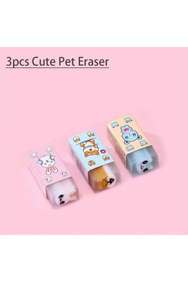 3pcs 3pcs/6pcs Cute Animal , Creative Cartoon Jelly Eraser with Sweet Smell, Nice Gift for Kids ...