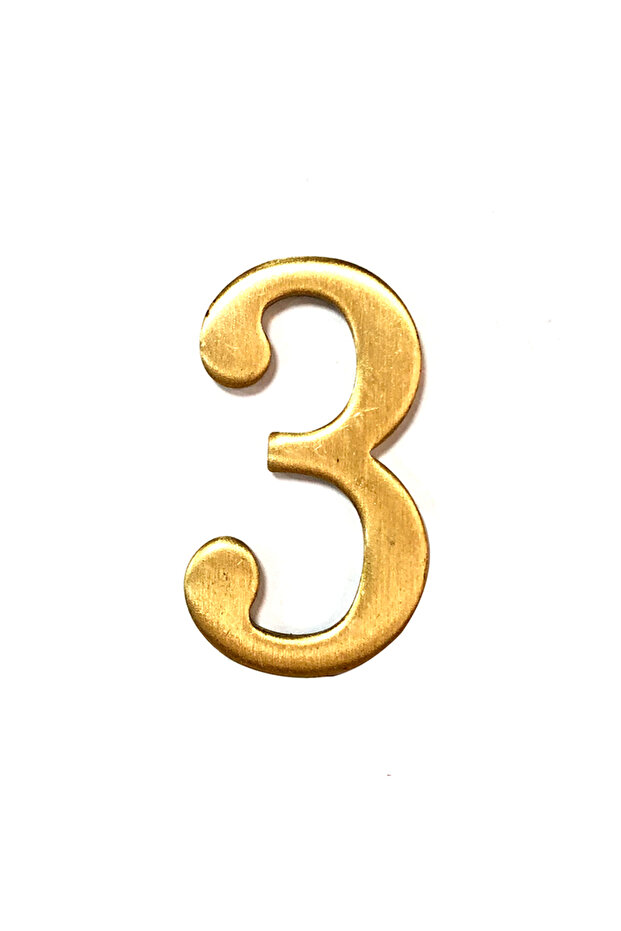 about 5x3cm No.3 Brass House Number Self-Adhesive 3D Door Numbers Hotel Home Sticker Mailbox