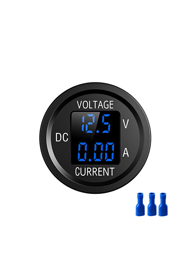blue DC 5-48V Car Motorcycle Voltmeter Ammeter Mini Digital Waterproof LED Panel Tester Display Roun