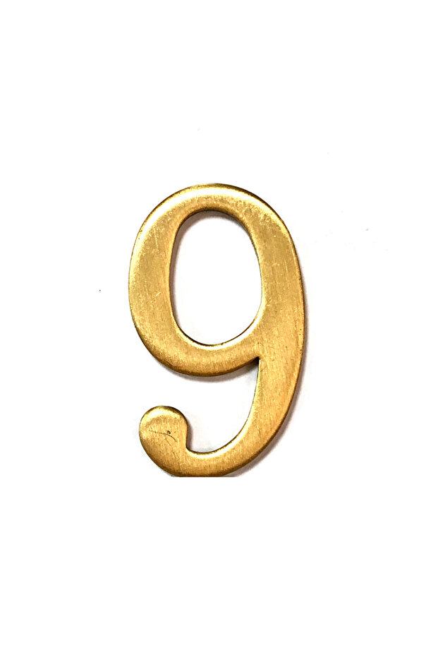 about 5x3cm No.9 Brass House Number Self-Adhesive 3D Door Numbers Hotel Home Sticker Mailbox
