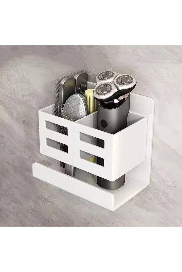 WHITE New Hole-free Multifunctional Washbasin Storage Tube Bathroom Toothbrush Razor Storage Rack Wa