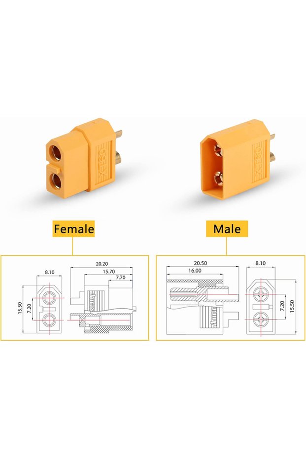 5 pairs XT60 5 Pairs XT60 Connector XT60 Male Female Bullet Connectors Power Plugs for RC Lipo Batte